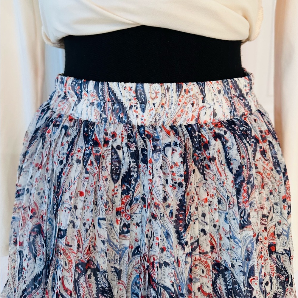THE KORNER ~ Multi-Colored Paisley Print Ruffled Tier Pleated Skirt size 02 - Picture 4 of 8